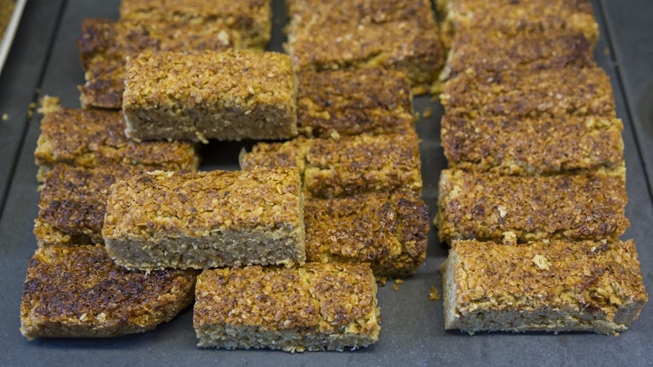 A pile of flapjacks at Arlington Court, Devon